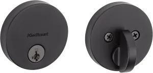 Kwikset Uptown Deadbolt Lock, Matte Black Round Exterior Keyed Front Entry Door, Pick Resistant SmartKey Rekey Security, Single Cylinder Dead Bolt, with Microban Protection