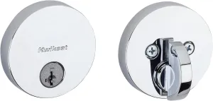 Kwikset Uptown Deadbolt Lock, Polished Chrome Round Exterior Keyed Front Entry Door, Pick Resistant SmartKey Rekey Security, Single Cylinder Dead Bolt
