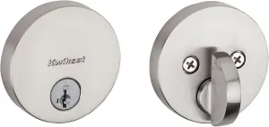 Kwikset Uptown Deadbolt Lock, Satin Nickel Round Exterior Keyed Front Entry Door, Pick Resistant SmartKey Rekey Security, Single Cylinder Dead Bolt, with Microban Protection
