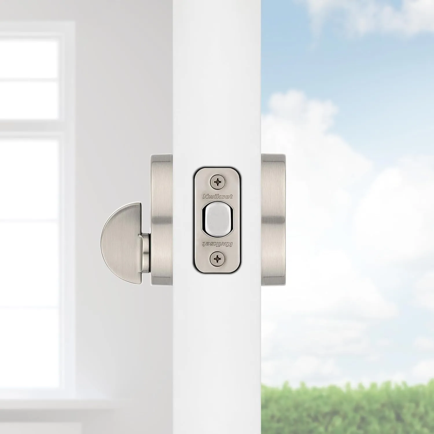 Kwikset Uptown Deadbolt Lock, Satin Nickel Round Exterior Keyed Front Entry Door, Pick Resistant SmartKey Rekey Security, Single Cylinder Dead Bolt, with Microban Protection