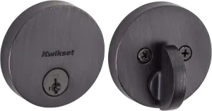 Kwikset Uptown Deadbolt Lock, Venetian Bronze Round Exterior Keyed Front Entry Door, Pick Resistant SmartKey Rekey Security, Single Cylinder Dead Bolt, with Microban Protection