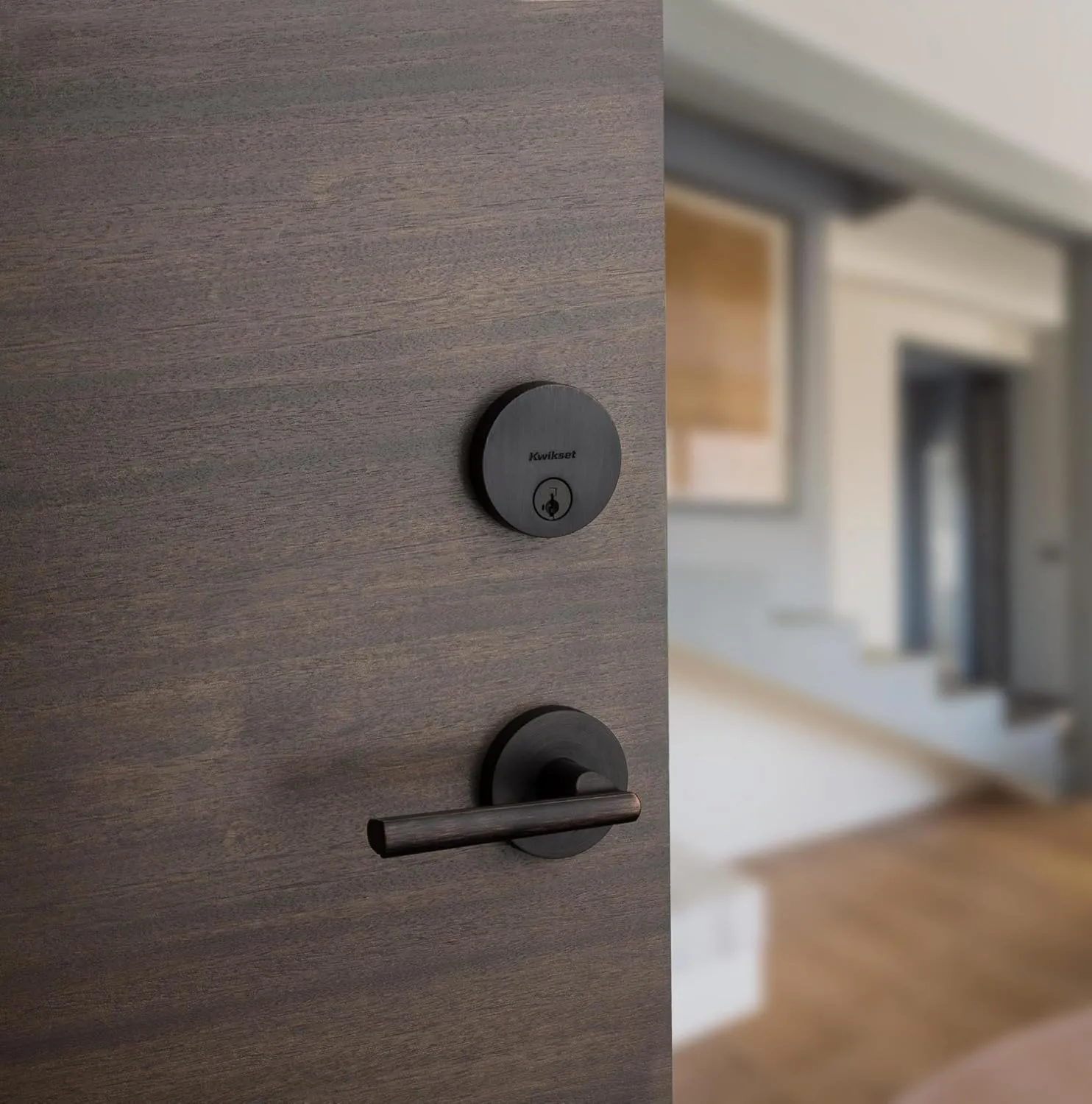 Kwikset Uptown Deadbolt Lock, Venetian Bronze Round Exterior Keyed Front Entry Door, Pick Resistant SmartKey Rekey Security, Single Cylinder Dead Bolt, with Microban Protection