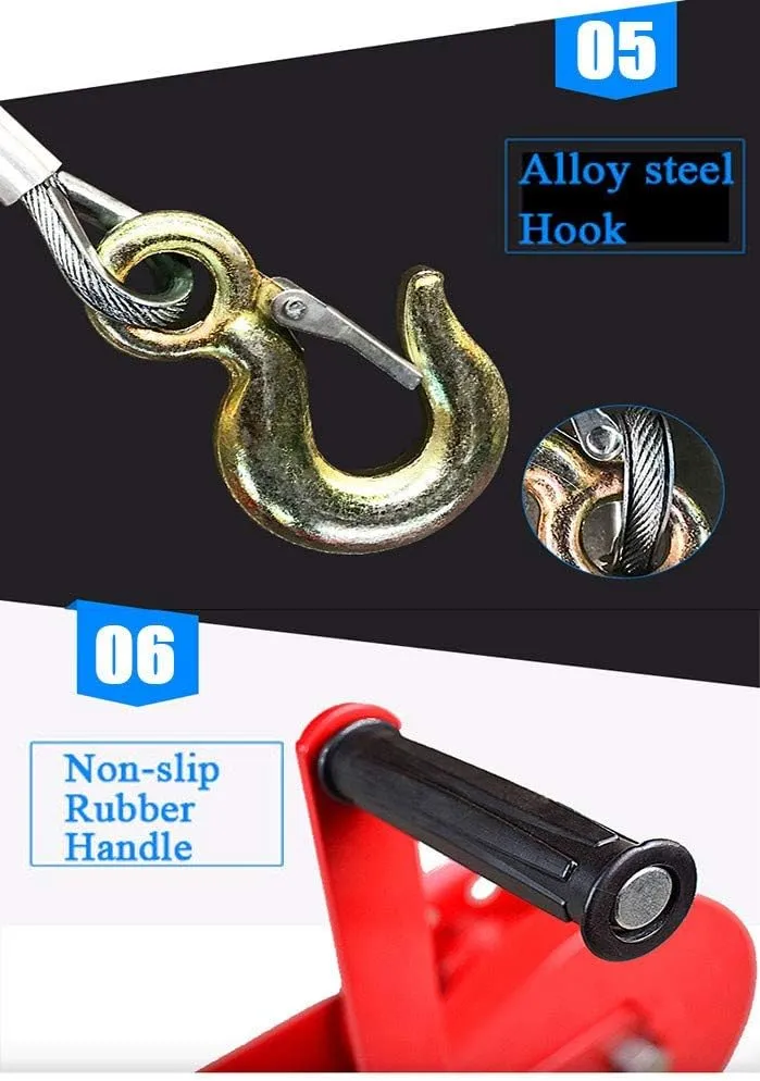 Large Rocker Hand Winch Home Crank Cable Winch Two Way Self Locking Device Small Gear Hand Winch Hoist or Traction Multifunction Hand Winch Boat Trailer2600lbs 10m//30(1800lbs)