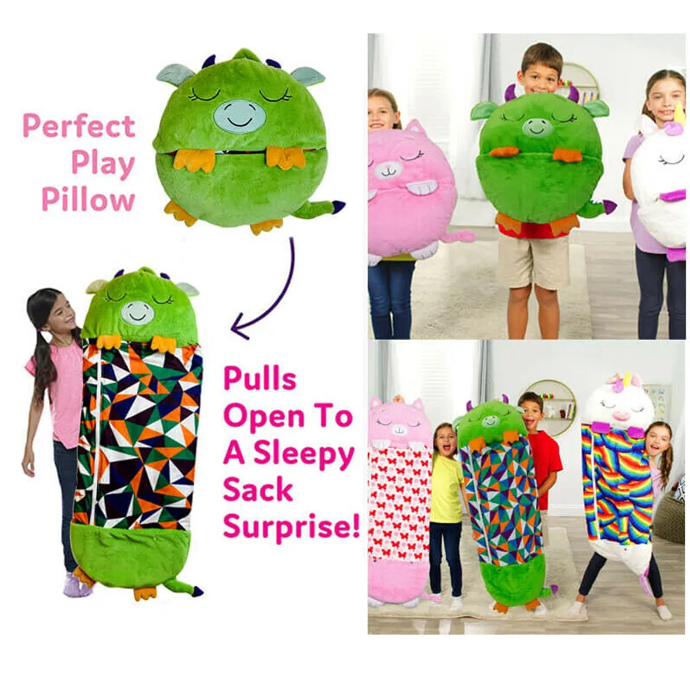 Large Size Happy Sleeping Bag Child Pillow Birthday Gift Camping Kids Nappers Green