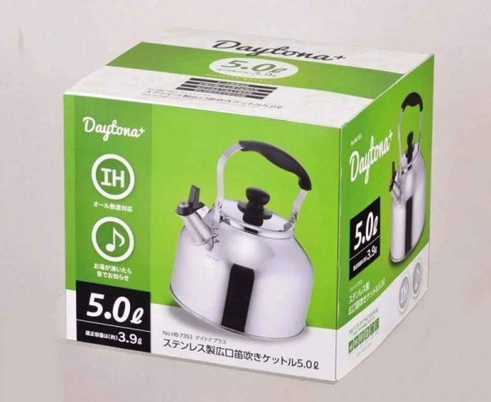 Large Whistling Tea Kettle Stainless Steel Teapot Tea Pot for IH Stove Induction Heating Cooktop Compatible 5.28 Quarter, 5.0 Liter