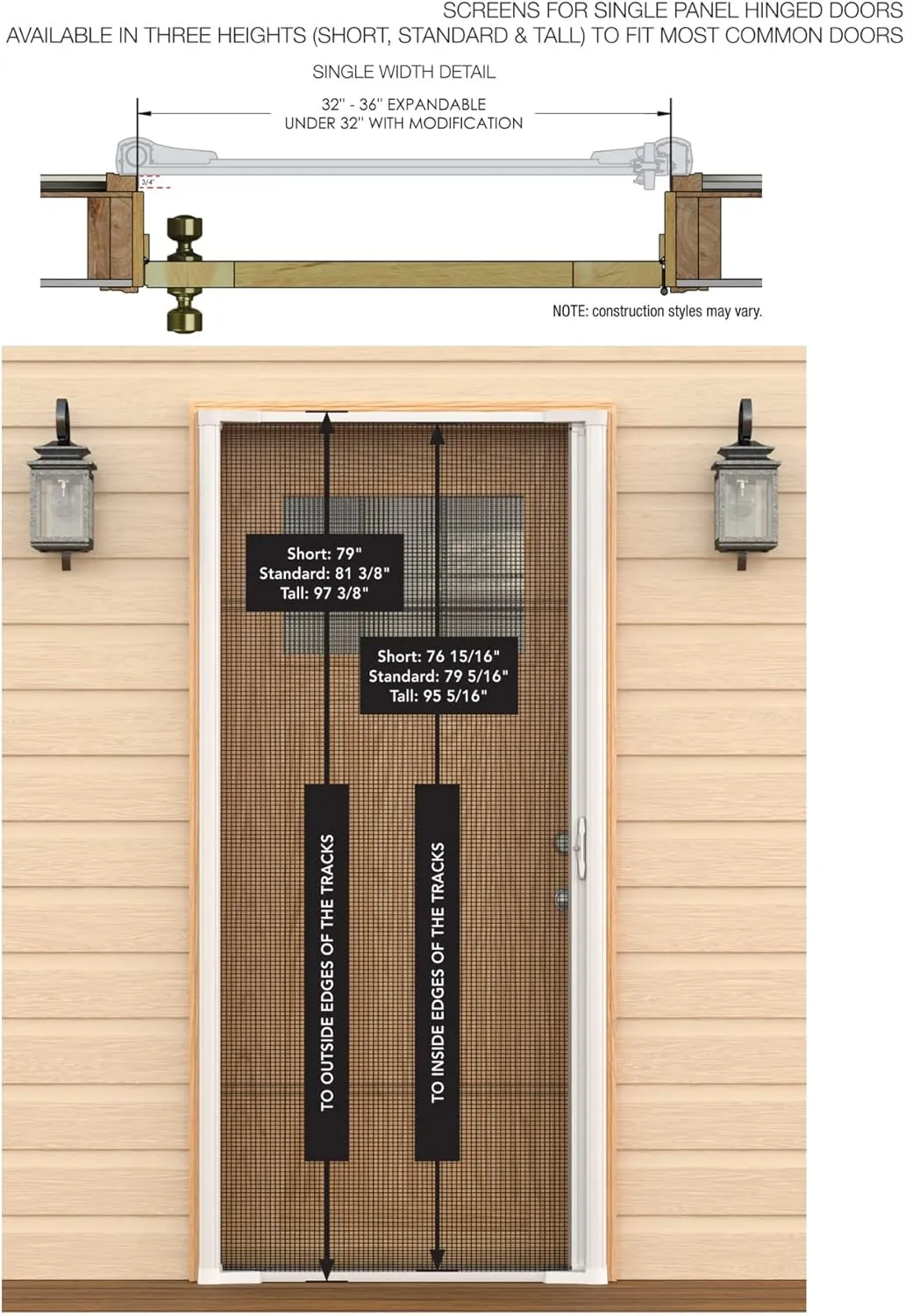 LARSON Brisa Single Sandstone Retractable Screen Door with EZ-Glide System and Secure Locking Latch Handle, Fits 78-in to 79-in Tall x 32-in to 36-in Wide Front Doors