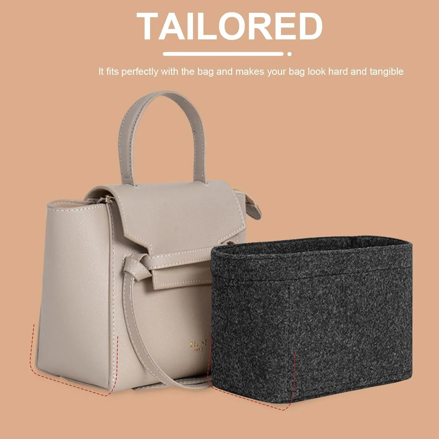 Lckaey Celine Handbag Organizer - Nano, Mini, Small, Medium, Large - Black Felt Insert Bag Organizer