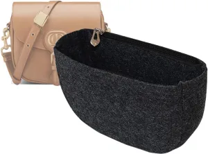 Lckaey Felt Insert Purse Organizer for saddle bag bobby liner bag handbag storage bag2045black-L