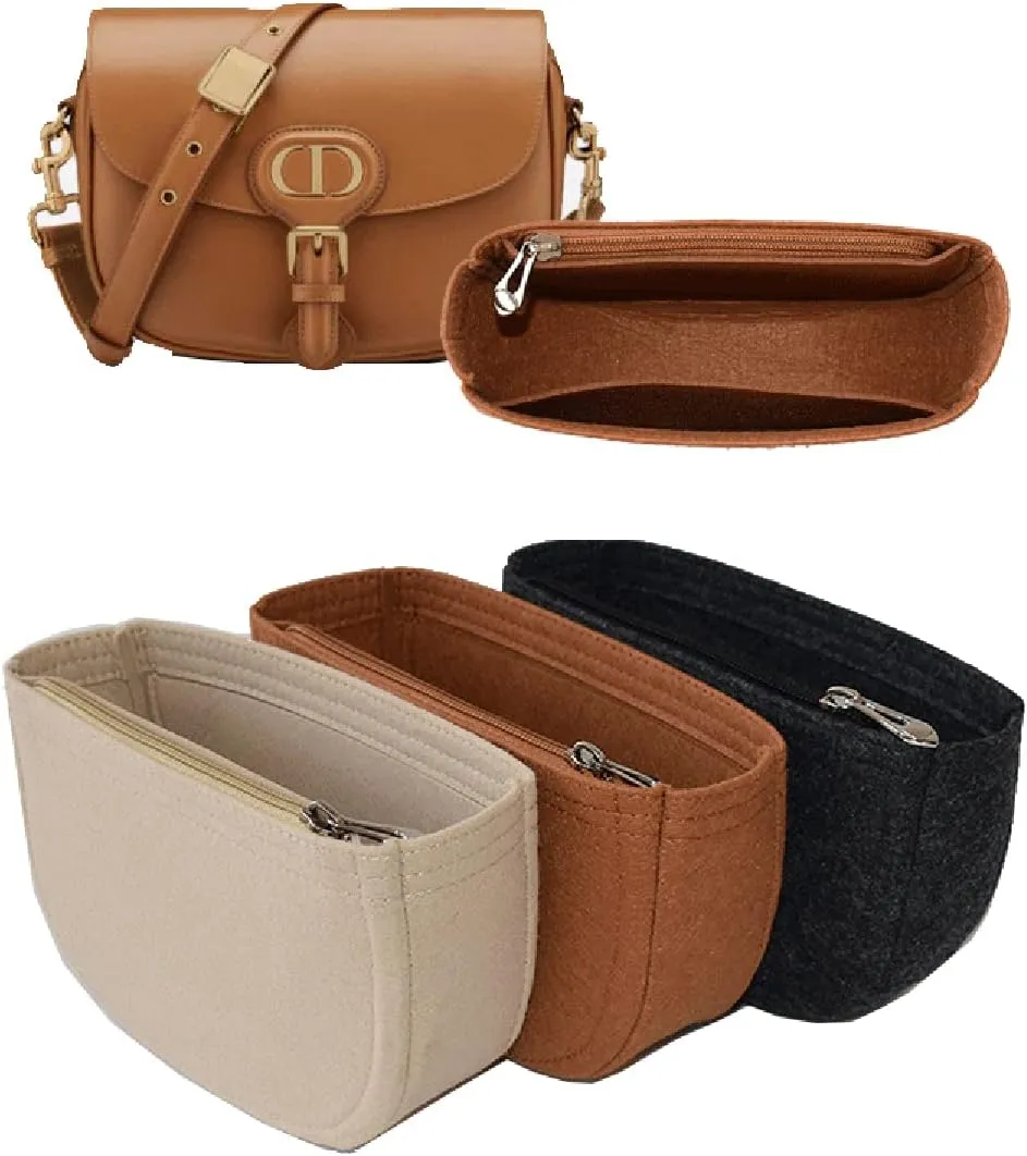 Lckaey Felt Insert Purse Organizer for saddle bag bobby liner bag handbag storage bag2045black-L