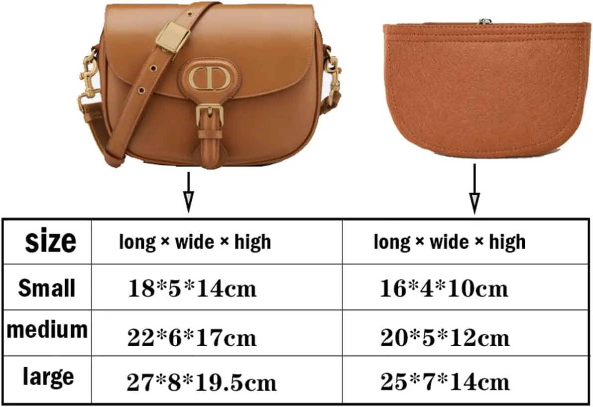 Lckaey Felt Insert Purse Organizer for saddle bag bobby liner bag handbag storage bag2045black-L