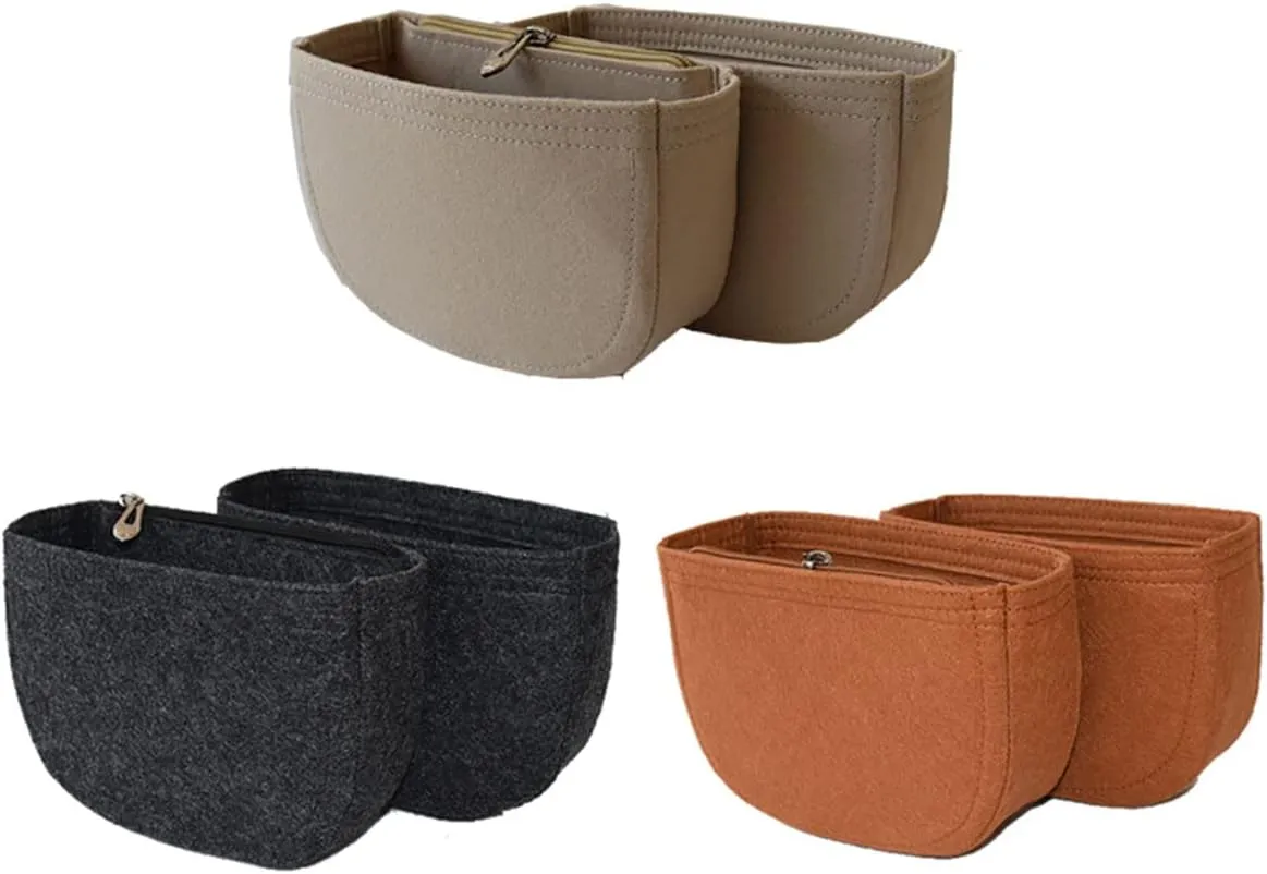Lckaey Felt Insert Purse Organizer for saddle bag bobby liner bag handbag storage bag2045black-L