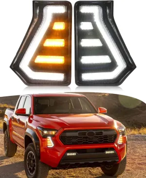 LED Fog Lights Kit for 2024 2025 Toyota Tacoma DRL Daytime Running Lights Amber Turn Signal Fog Lamps Toyota Tacoma Accessories (C-shaped)