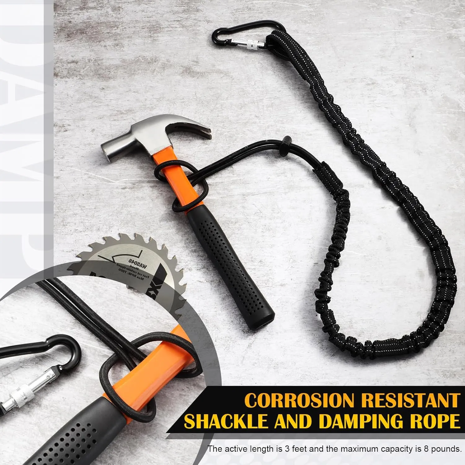 LEIFIDE 16 Pcs Tool Lanyard Standard Length Safety Tool Leash 17.6lb 8kg Tough Adjustable Fall Protection Tether with Aluminum Screw Lock Buckle, Shock Cord Stopper and Retractable Loop End, Black