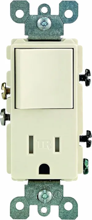 Leviton T5625-A Decora Combination Switch and Tamper-Resistant Receptacle, Almond