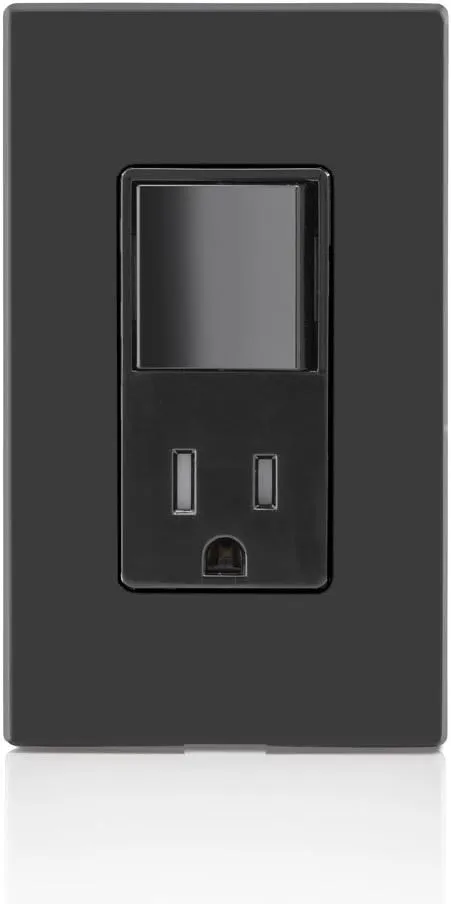 Leviton T5625-E Decora Combination Switch and Tamper-Resistant Receptacle, Black
