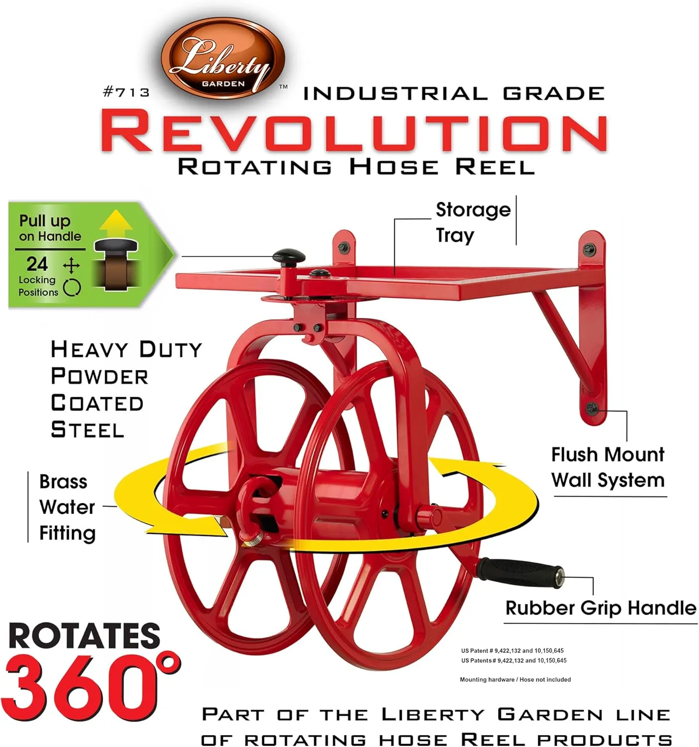 Liberty GARDEN 713 Revolution Multi-Directional Garden Hose Reel, Red