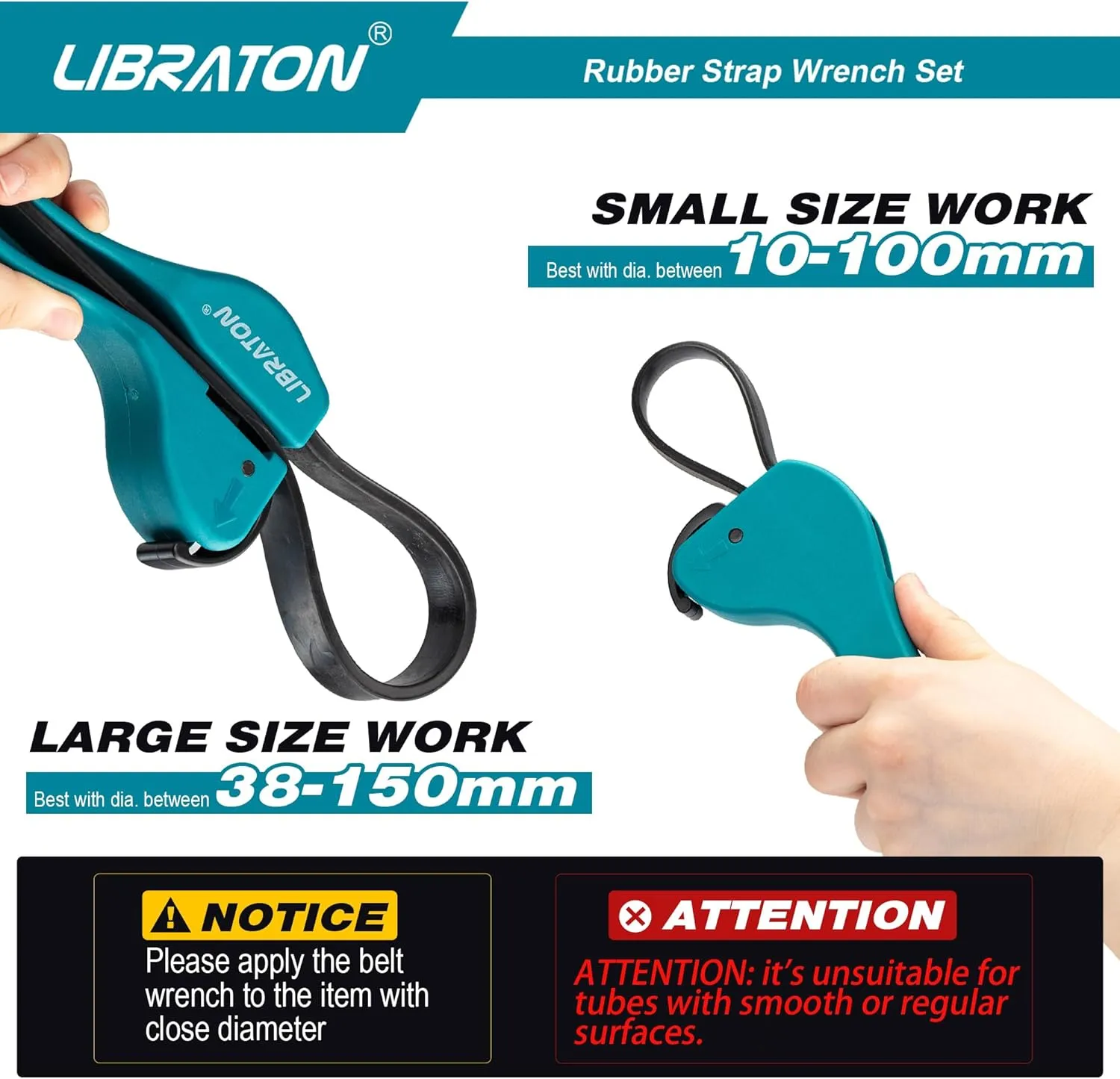 LIBRATON Strap Wrench 2-piece Multifunctional Adjustable Wrench Tools Oil Filter, Jar Opener