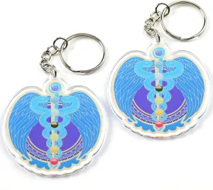 Life Force Amulet with 7 Chakra Feng Shui Keychains, Symbol of Safety and Health, Feng Shui Gift, Lightweight Acrylic, Made In USA, (2 Pack)