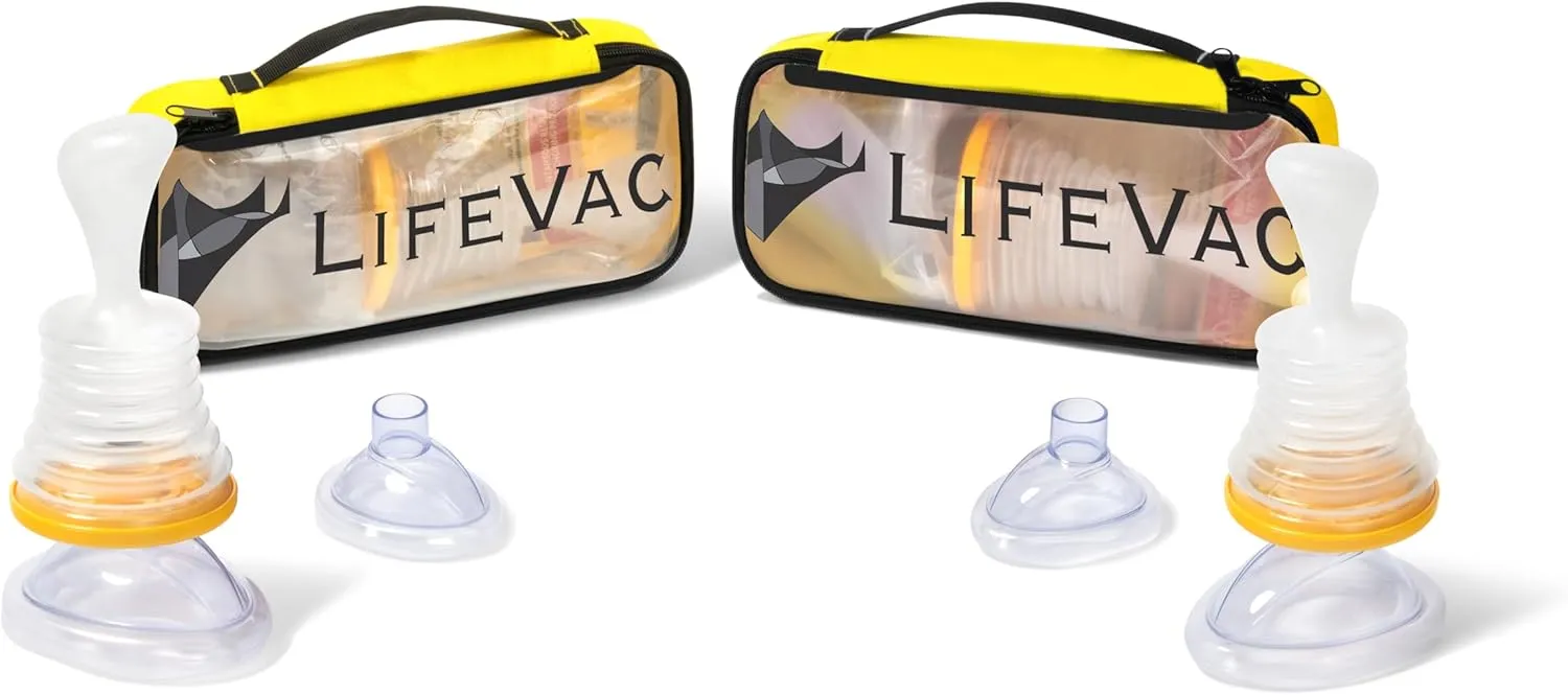 LifeVac Yellow Travel Kit 2 Pack - Portable Suction Rescue Device, First Aid Kit for Kids and Adults, Portable Airway Suction Device for Children and Adults