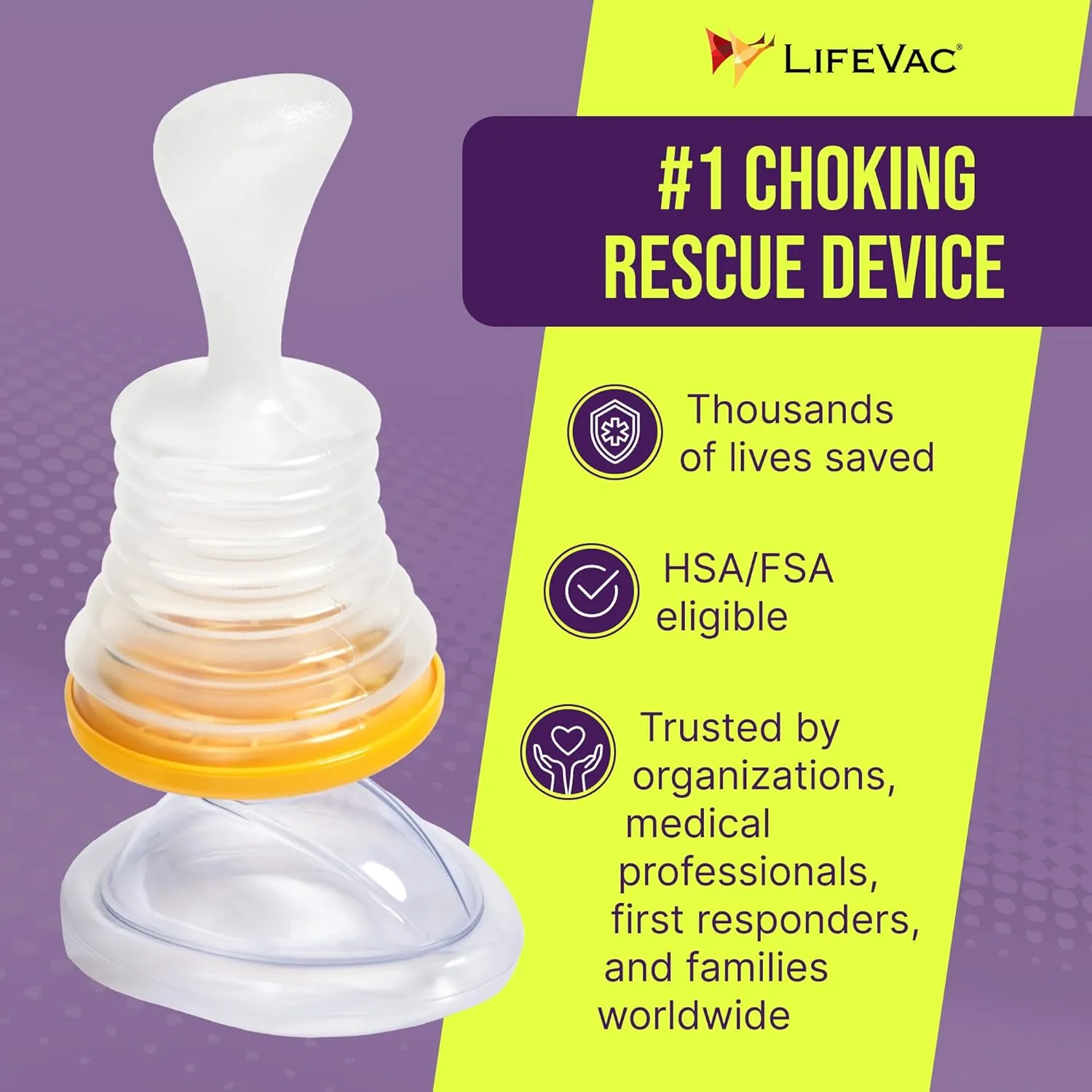 LifeVac Yellow Travel Kit - Portable Suction Rescue Device, First Aid Kit for Kids and Adults, Portable Airway Suction Device for Children and Adults