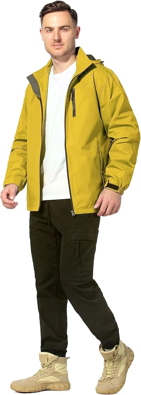 Lightweight Waterproof Jackets with Detachable Hood for Men
