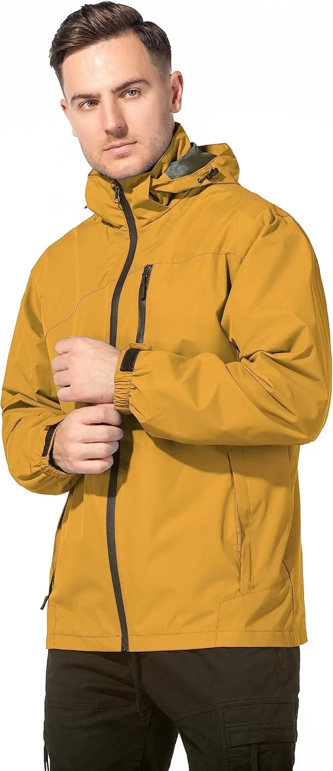 Lightweight Waterproof Jackets with Detachable Hood for Men