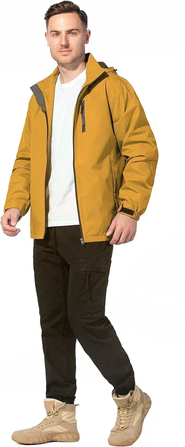 Lightweight Waterproof Jackets with Detachable Hood for Men