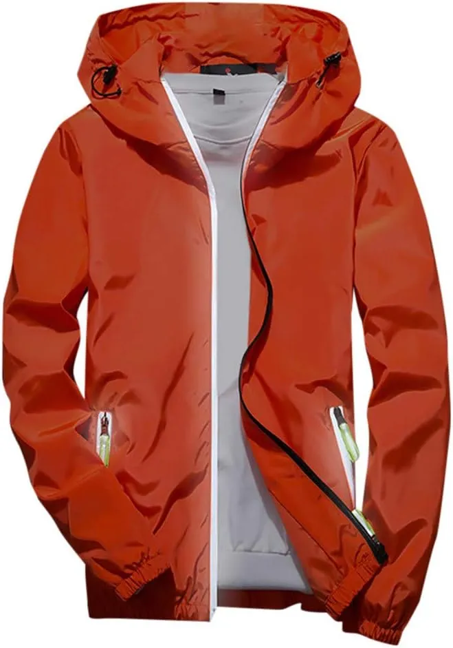 Lightweight Windbreaker Jackets For Men Big And Tall Spring Fall Casual Zipper Waterproof Mountain Coats,M-7XL