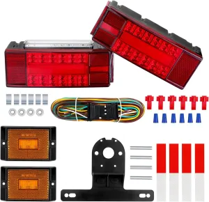 LIMICAR Trailer Lights, Upgrade IP68 Halo Glow Trailer Light Kit, Brake Stop Turn Tail License Plate with 25ft Wiring Harness Kit for Truck Marine RV Boat Camper
