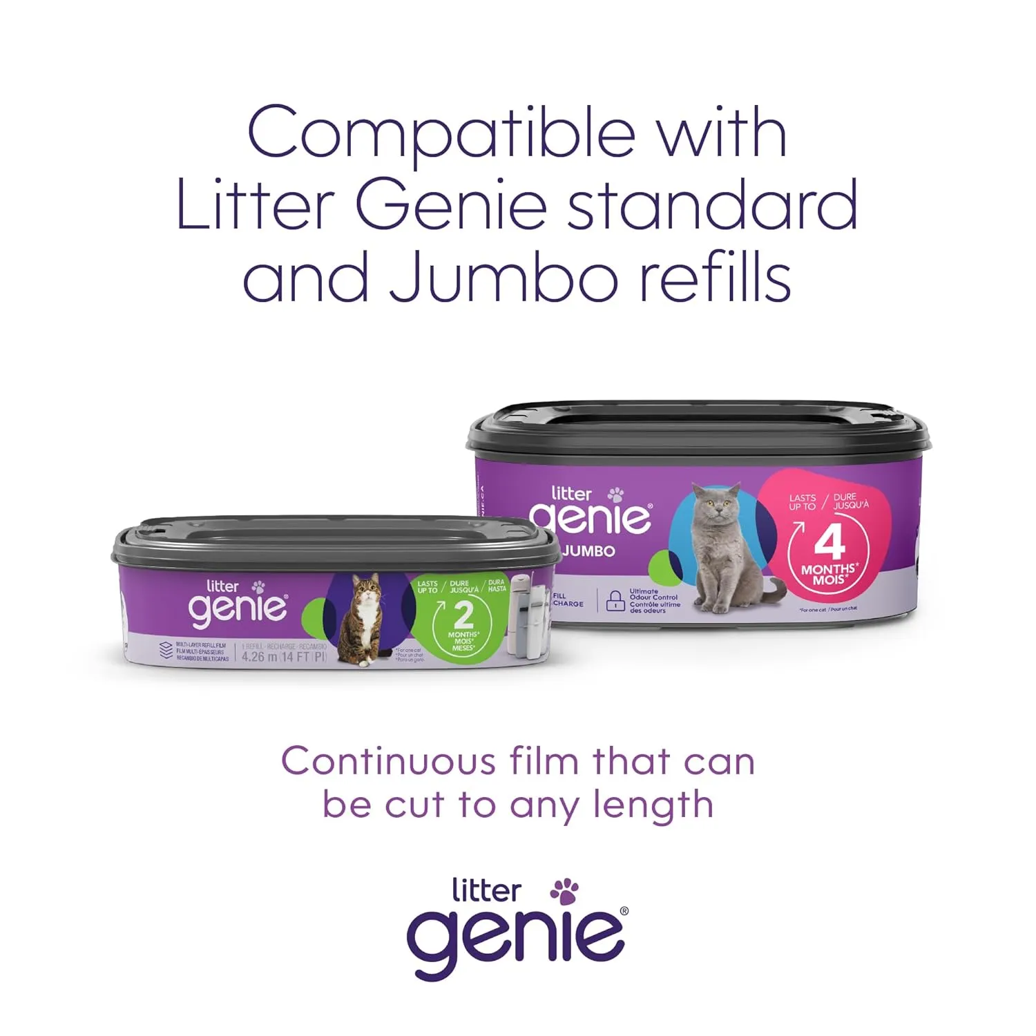 Litter Genie Style Pail |Cat Litter Waste Disposal System for Odor Control | Includes 1 Square Refill Bag
