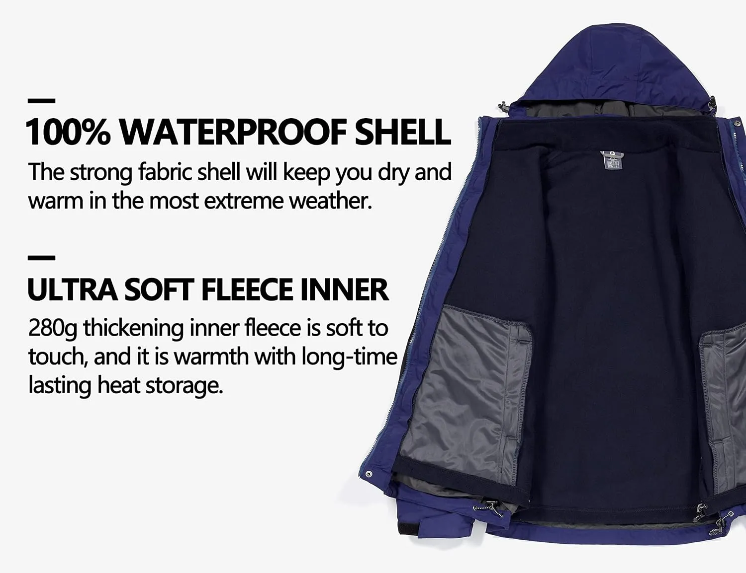 Little Donkey Andy Men's 3 in 1 Winter Ski Jacket Warm Fleece Liner Jacket Waterproof Windproof Snow Coat & Detachable Hood