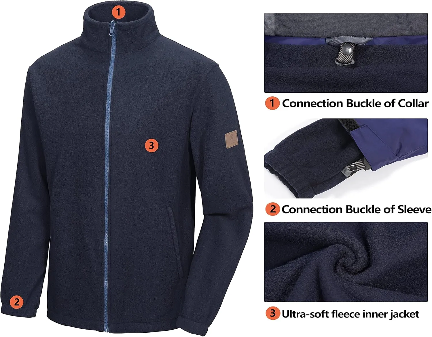 Little Donkey Andy Men's 3 in 1 Winter Ski Jacket Warm Fleece Liner Jacket Waterproof Windproof Snow Coat & Detachable Hood