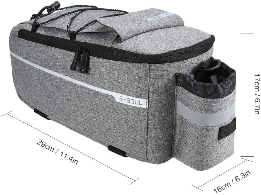 Lixada Bike Panniers Bike Trunk Bag Insulated Bag for Warm/Cool Items, Bicycle Rear Rack Storage Luggage Bicycle Seat Multifunctional Insulated Trunk Cooler Bag Shoulder Bag 11.4 6.3 6.7in