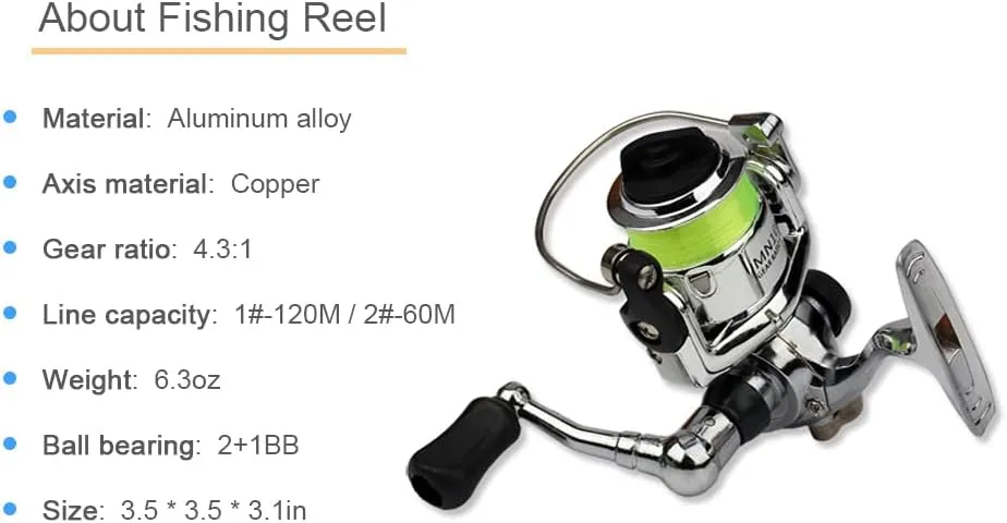 Lixada Fishing Rod Reel Combo Mini Pen Fishing Pole Kit Telescopic Fishing Rod Spinning Reel Combo Kit