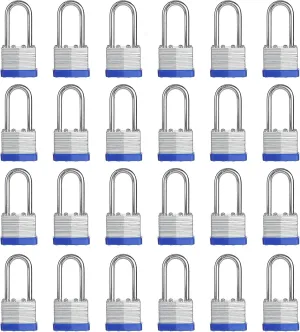 Lock, 1-9/16" (40mm) Laminated Keyed Padlocks，keyed Alike Locks, 2 inch Long Shackle Locks- Pack of 24