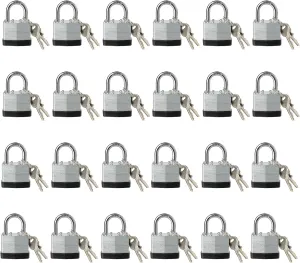 Lock, Laminated Steel Keyed Padlock, Keyed Alike Locks, Big Key Head, Normal Shackle Padlock-Pack of 24