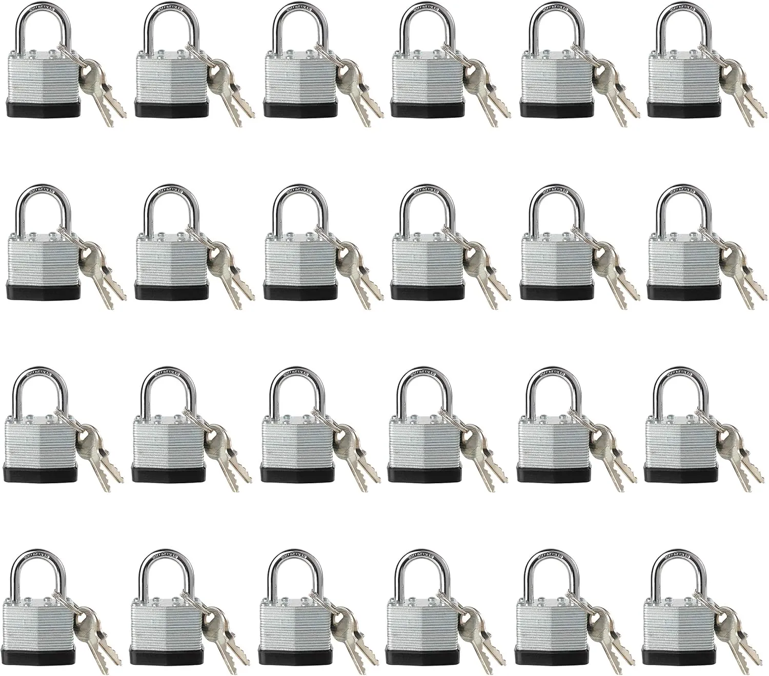 Lock, Laminated Steel Keyed Padlock, Keyed Alike Locks, Big Key Head, Normal Shackle Padlock-Pack of 24