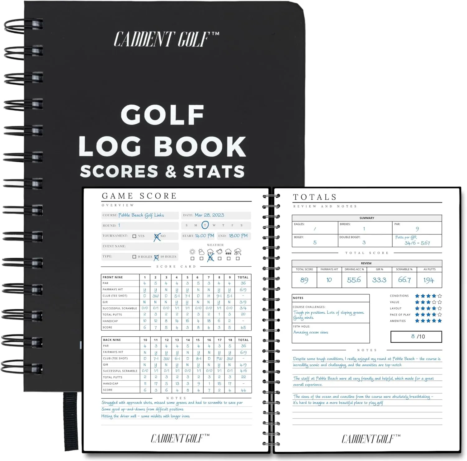 Log Book - Wire-Bound Golf Notebook and Golf Scorecard Book - Golf Journal & Log Book - 150 Pages (Scorecard Book, Hardcover)