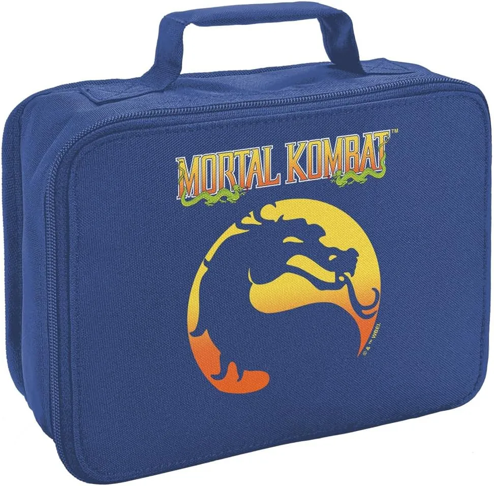 LOGOVISION Mortal Kombat Klassic Logo Orange Insulated Soft Sided Lunch Box - Reusable Lunch Bag For School Office Work, BPA Free, Royal