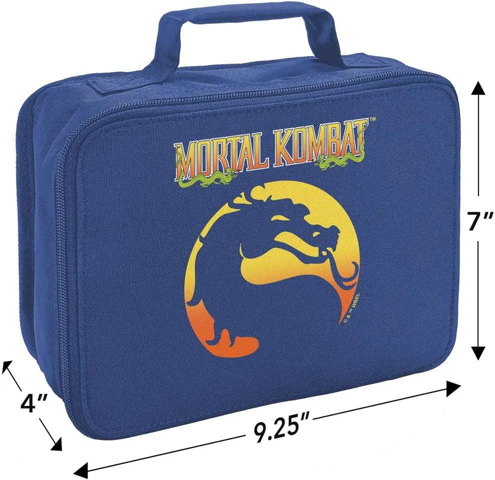 LOGOVISION Mortal Kombat Klassic Logo Orange Insulated Soft Sided Lunch Box - Reusable Lunch Bag For School Office Work, BPA Free, Royal