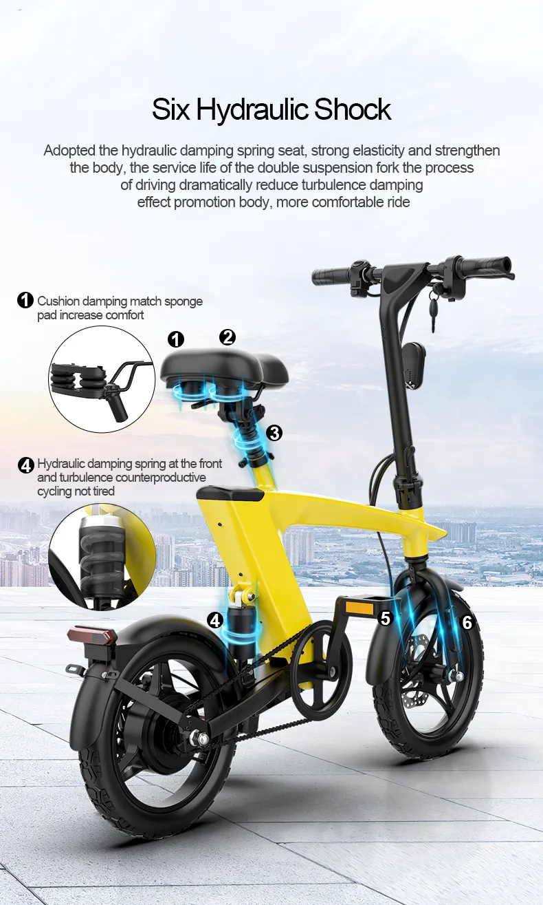 (LOWER FINAL PRICES ON OUR SITE!) The Max foldable E-Bike Solarbeam Yellow  Range 35km - Top Speed 25km/h