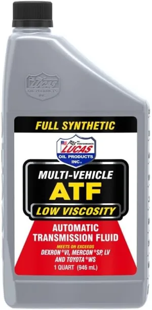 Lucas Oil 11255 Low Viscosity Synthetic Multi-Vehicle Automatic Transmission Fluid - 1 Quart (Pack of 6)
