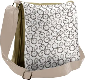 Lunarable Clock Messenger Bag, Antique Pocket Watches Sketch, Unisex Cross-body