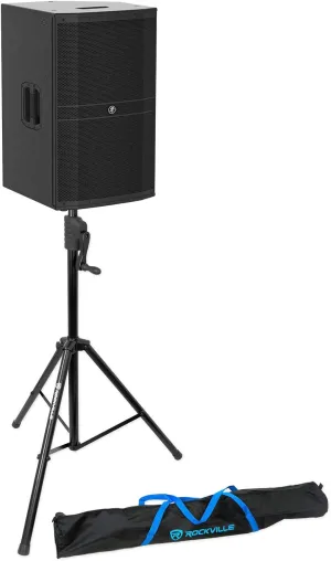 Mackie DRM215-P 15" 1600 Watt Professional Passive DJ PA Speaker Bundle with Rockville RVCS2 Heavy-Duty Tripod Adjustable Crank-Up DJ PA Speaker StandwithBag