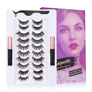 Magnetic Eyelashes with Magnetic Eyeliner Kit, No Glue Needed, Easy for Even Beginner to Operate (10 Pair Eyelashes)
