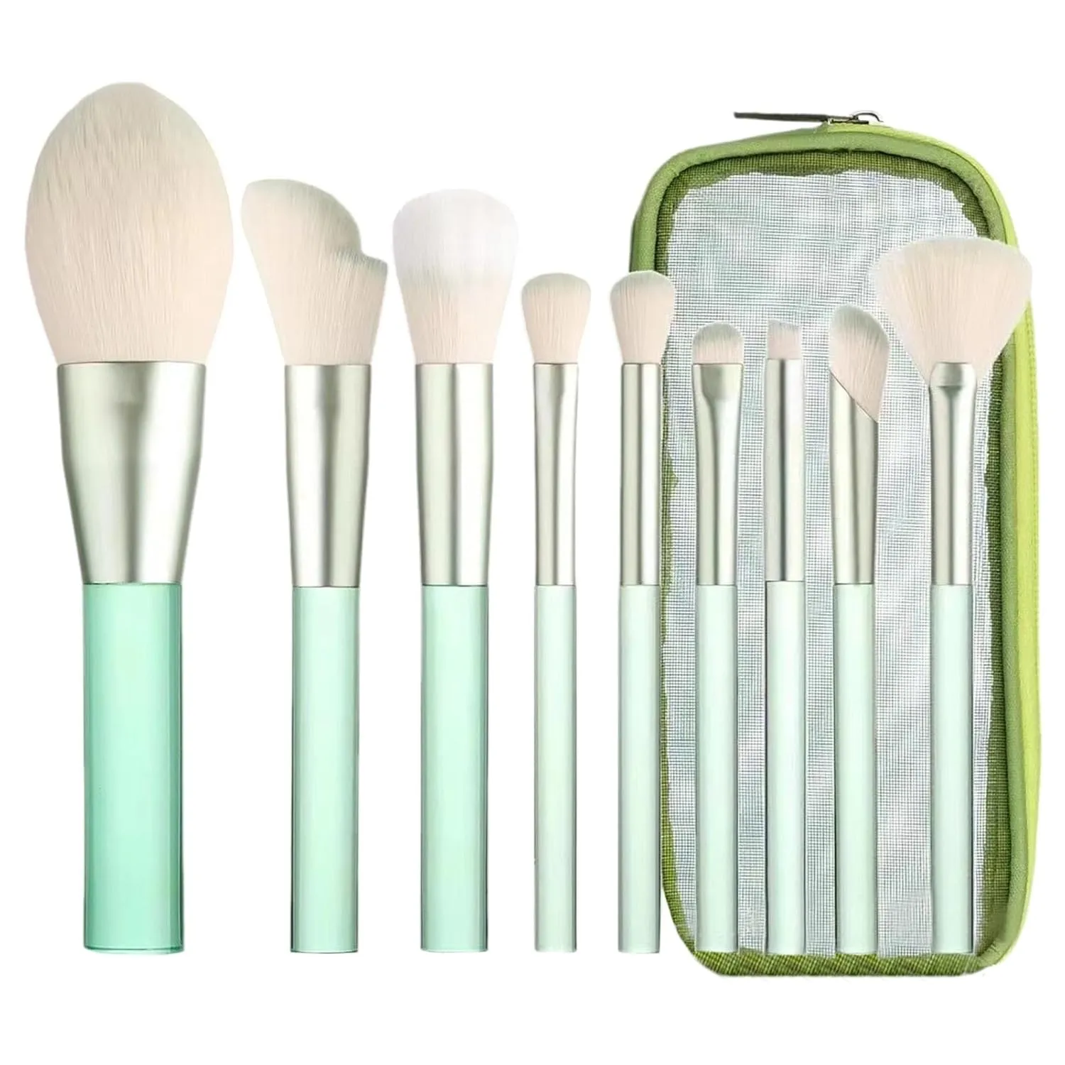 Makeup Brush Set with Organizer Bag, 9 Pcs Synthetic Premium Flat Foundation Brush,Powder Eyeshadow Blending Eyeliner Contour Concealer Brush,Gifts for Women