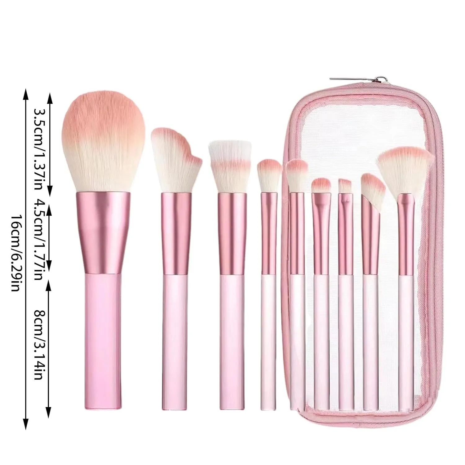 Makeup Brush Set with Organizer Bag, 9 Pcs Synthetic Premium Flat Foundation Brush,Powder Eyeshadow Blending Eyeliner Contour Concealer Brush,Gifts for Women