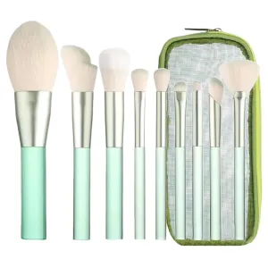 Makeup Brush Set with Organizer Bag, 9 Pcs Synthetic Premium Flat Foundation Brush,Powder Eyeshadow Blending Eyeliner Contour Concealer Brush,Gifts for Women