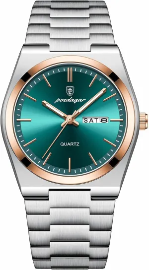 Man Luxury Business Watch Waterproof Luminous Date Week Stainless Steel Men Wristwatch Casual Quartz Men's Watches Male Clock Box