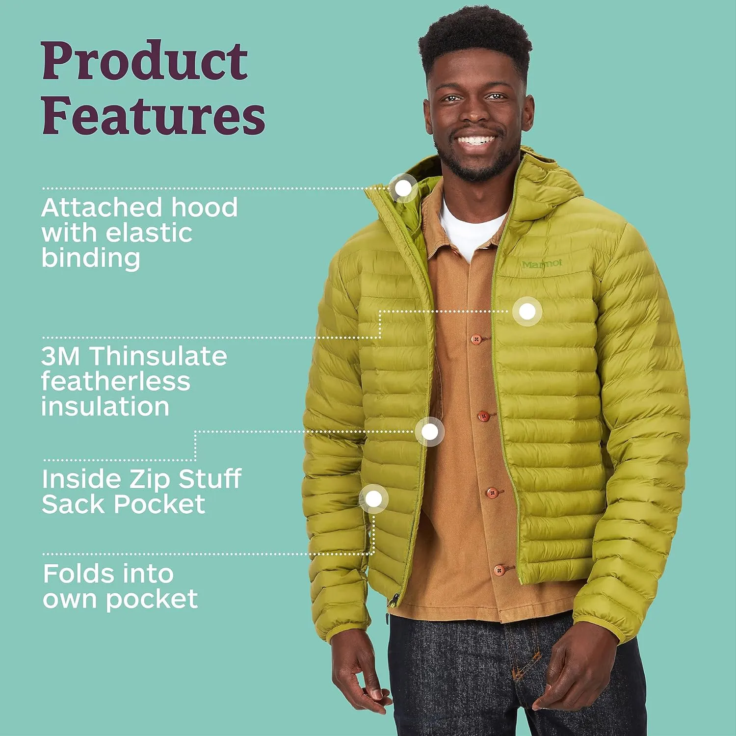 MARMOT Men's Echo Featherless Hoody - Lightweight Down-Alternative Puffer Jacket with Hood